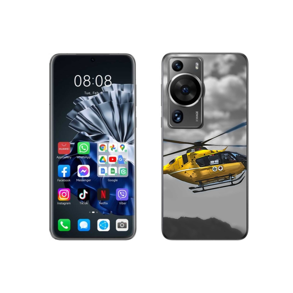 Zselés borítás mmCase a Huawei P60 Pro készülékhez - sárga helikopter