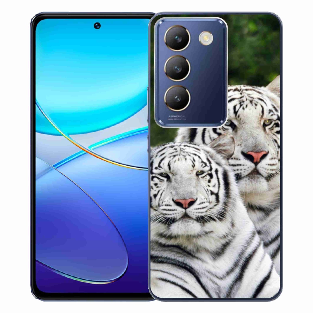 Gél tok mmCase a Vivo V40 SE 4G/5G készülékhez - fehér tigrisek