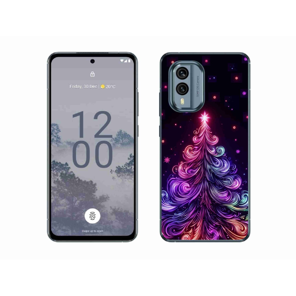 Zselés borítás mmCase a Nokia X30 5G készülékhez - neon karácsonyfa 1