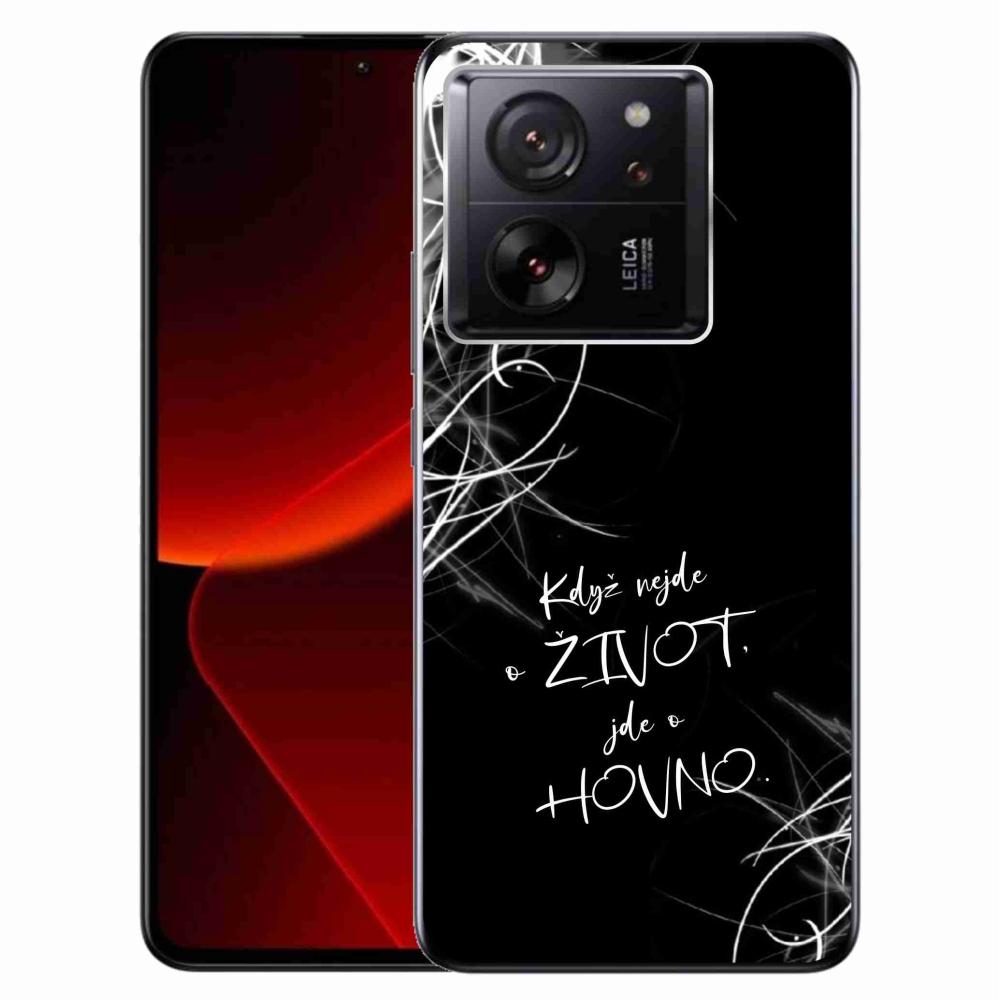 Gél borító mmCase a Xiaomi 13T/13T Pro számára - vicces szöveg 16 fekete háttérrel