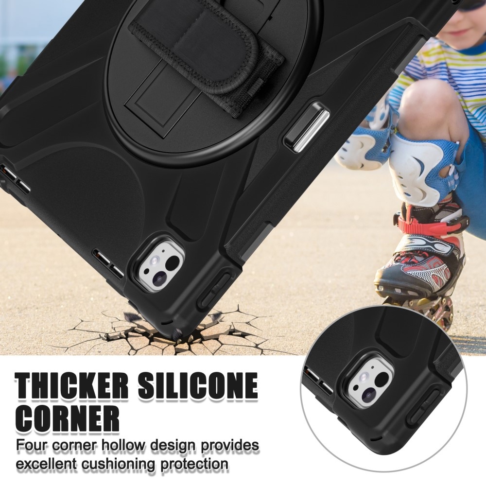 Strap Tartós hibrid borító pánttal iPad Pro 13 (2024) - Fekete