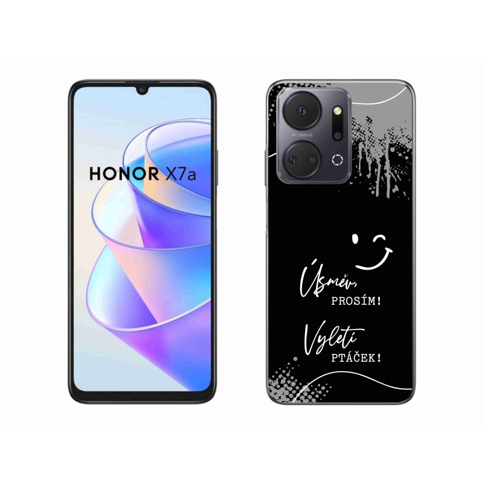 Gél borító mmCase a Honor X7a számára - vicces szöveg 4 fekete háttérrel