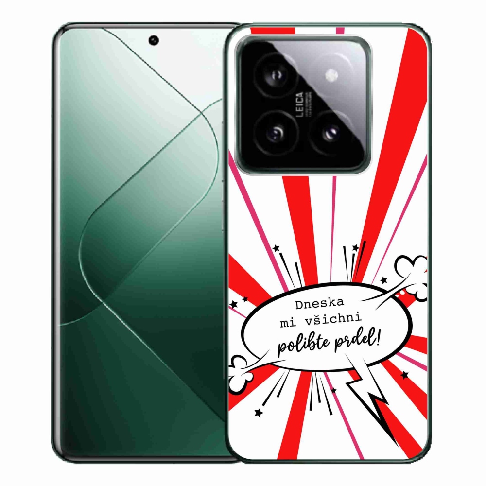 Gél borító mmCase a Xiaomi 14 Pro-hoz - vicces szöveg 15 fehér háttérrel