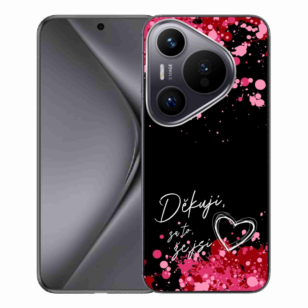 Gél borító mmCase a Huawei Pura 70 Pro készülékhez - text in love 2 fekete háttér