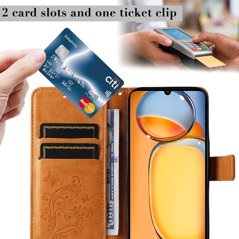 Nagy pillangó könyv tok Xiaomi Poco C65/Redmi 13C - sárga