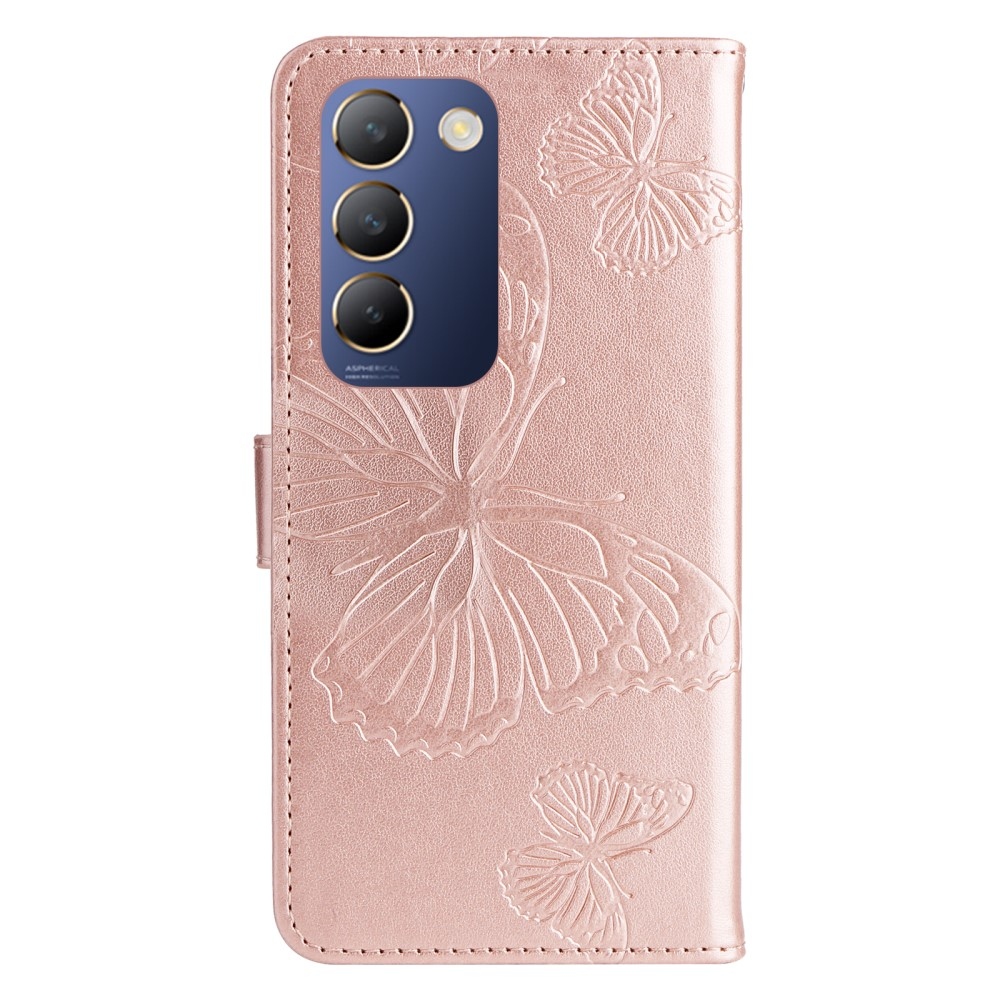 Nagy pillangó könyv tok Vivo V40 SE 4G/5G - rózsa arany