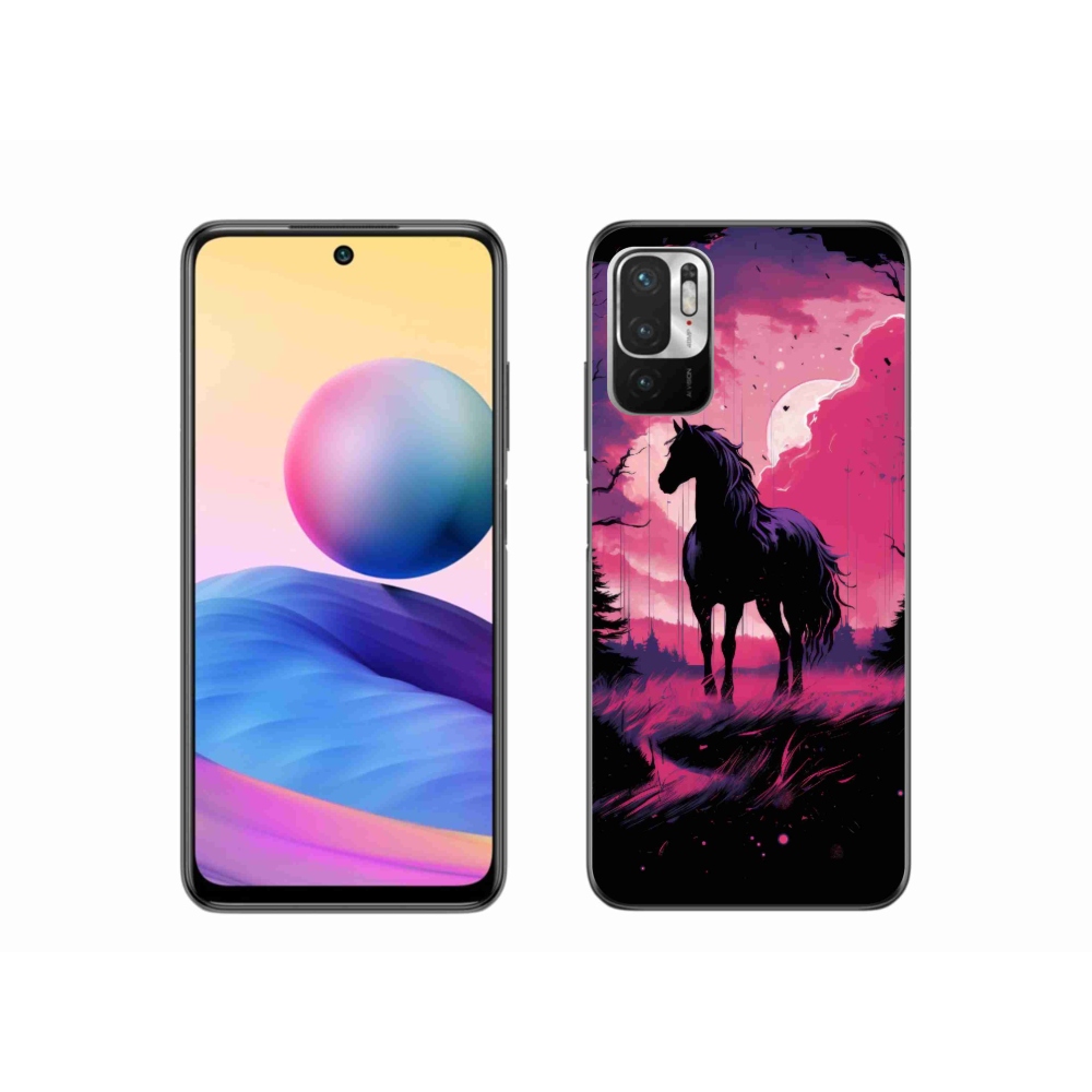 Zselés borítás mmCase a Xiaomi Poco M3 Pro/5G számára - fekete rajzfilm ló 1