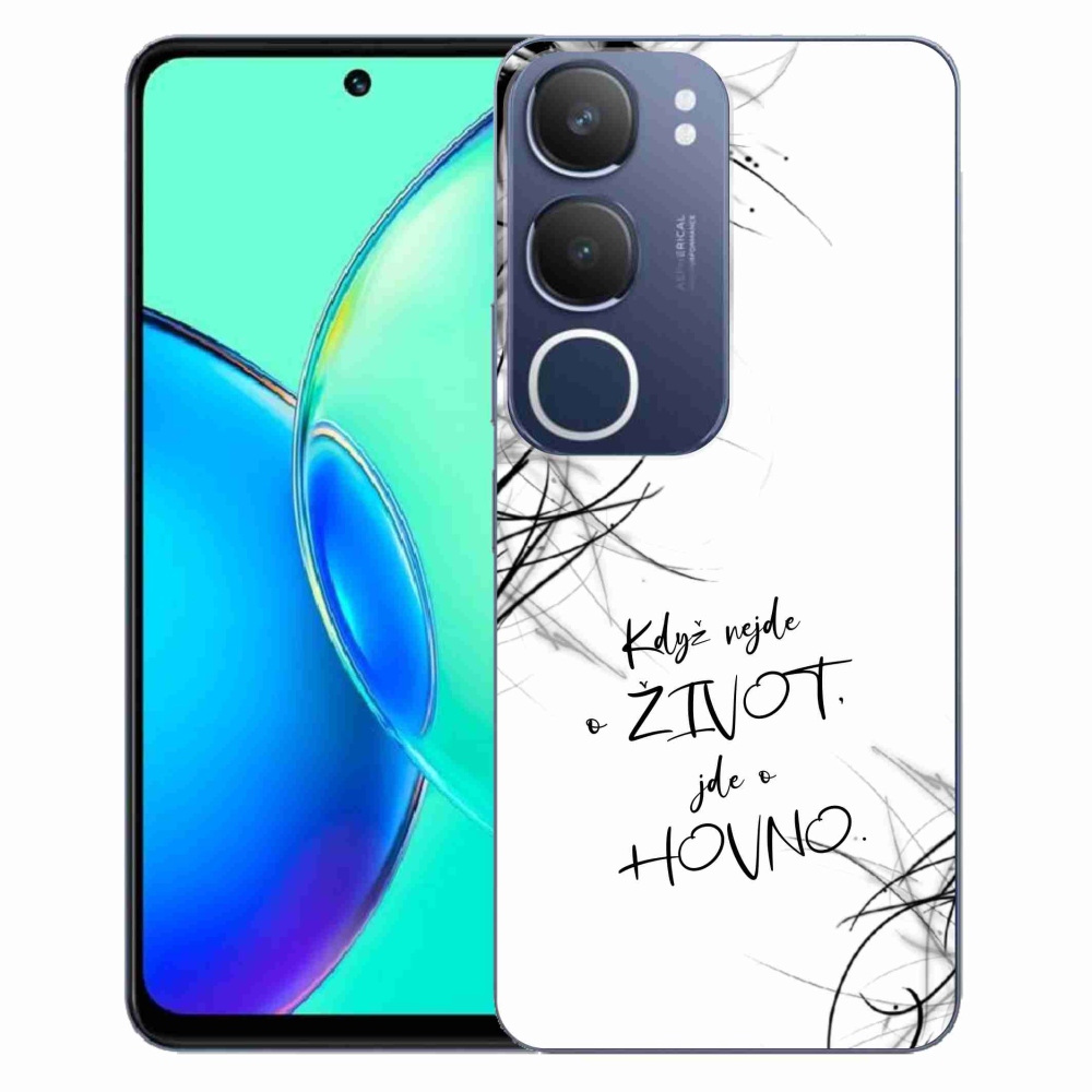 Gél borító mmCase a Vivo Y19s készülékhez - vicces szöveg 16 fehér háttér