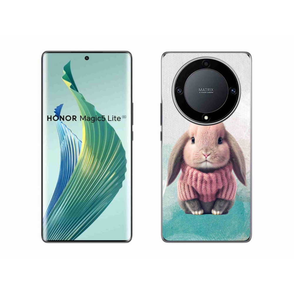Zselés borítás mmCase a Honor Magic 5 Lite 5G számára - nyúl pulóverben