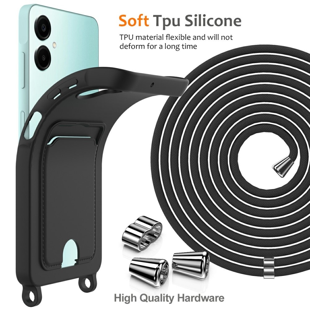 Zsinórral ellátott zselés tok Samsung Galaxy A06 4G kártyához - fekete