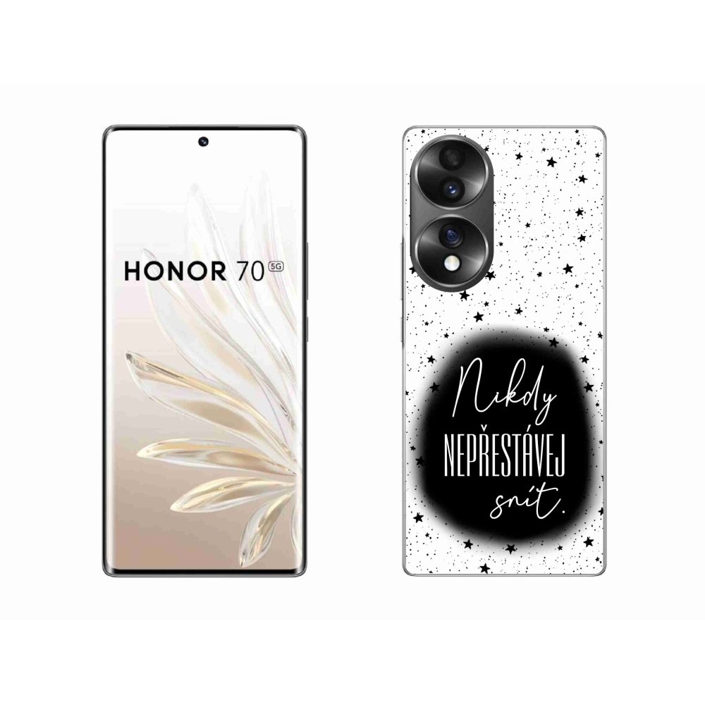 Zselés borító mmCase a Honor 70 készülékhez - idézet 1 fekete-fehér háttérrel