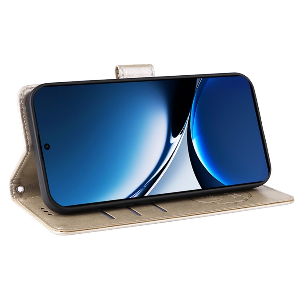 Virágos könyv tok a Xiaomi Poco X7 Pro 5G számára - arany színű