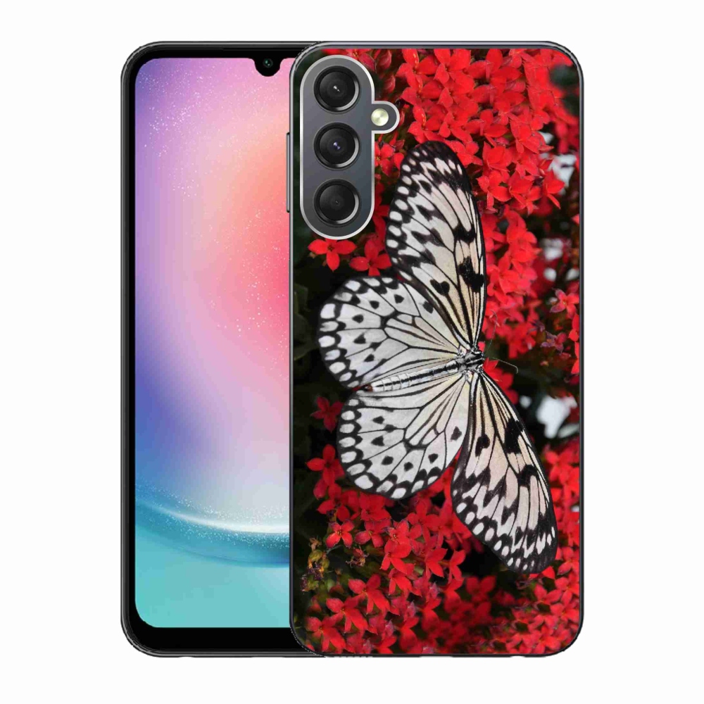 Gél védőhuzat mmCase Samsung Galaxy A24 - fekete-fehér pillangó 1