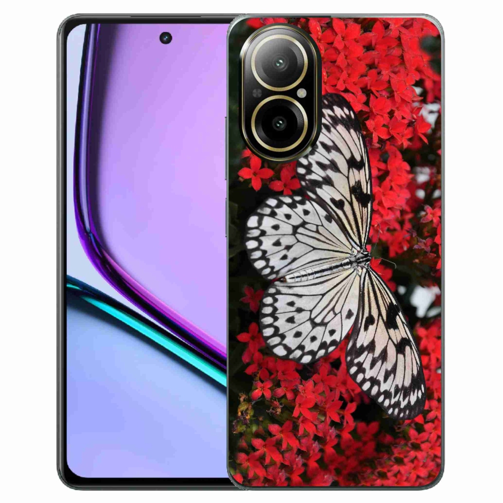 Zselés tok mmCase a Realme C67 készülékhez - fekete-fehér pillangó 1