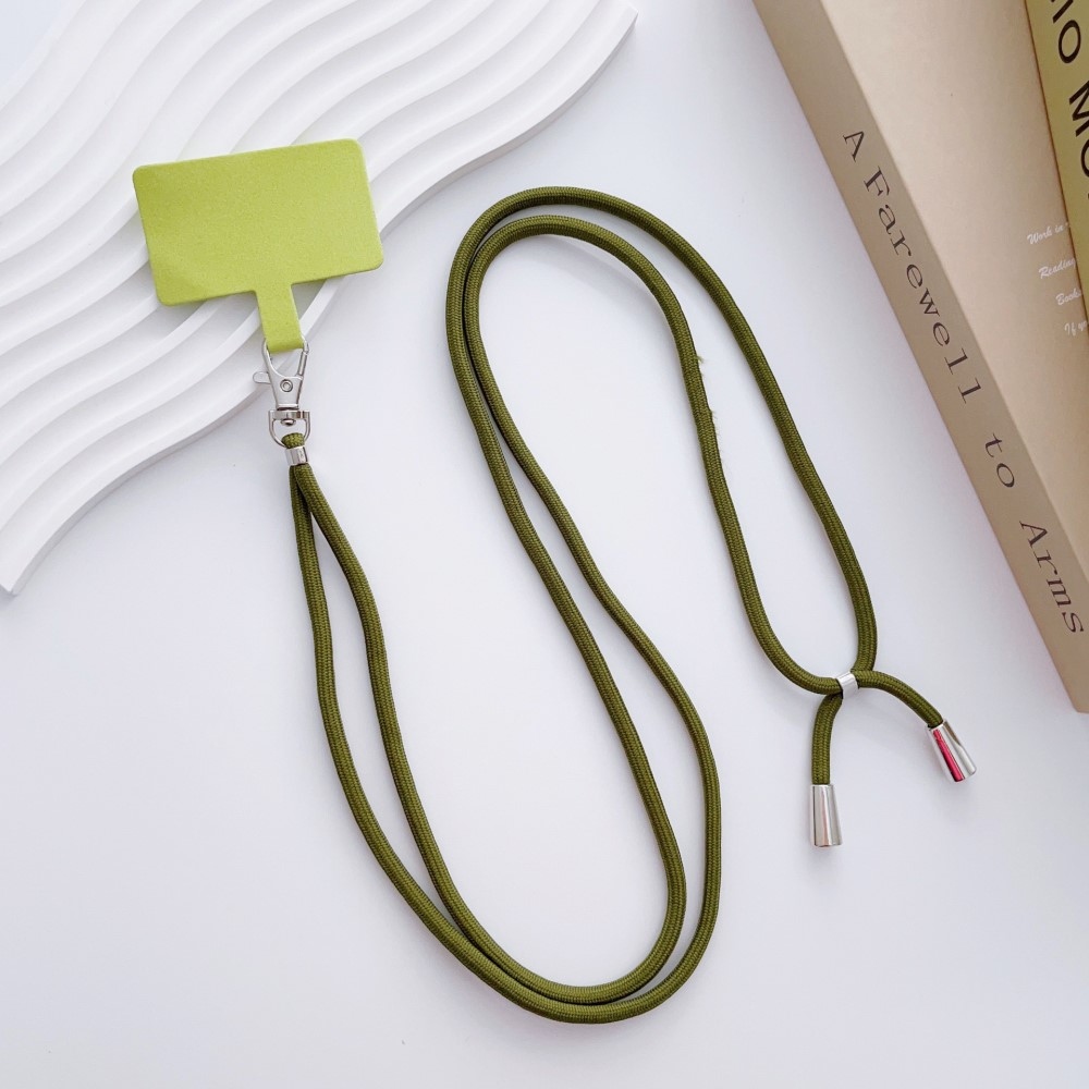 Fonott, állítható nyaklánc kártyával - sötétzöld