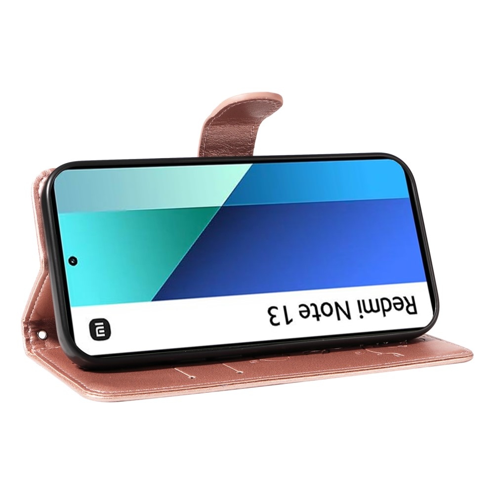 Virágos könyv tok Xiaomi Redmi Note 13-hoz - rózsa arany