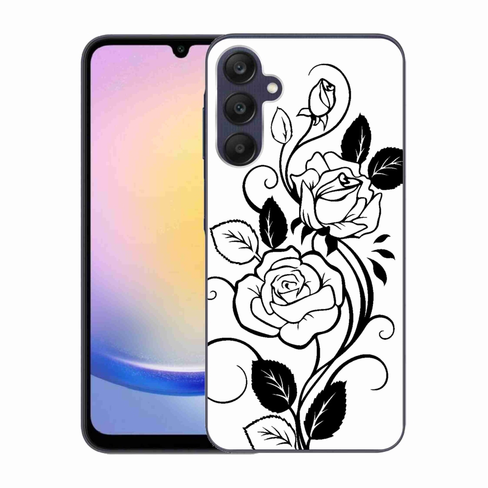 Zselés borítás mmCase Samsung Galaxy A25 5G - fekete és fehér rózsa