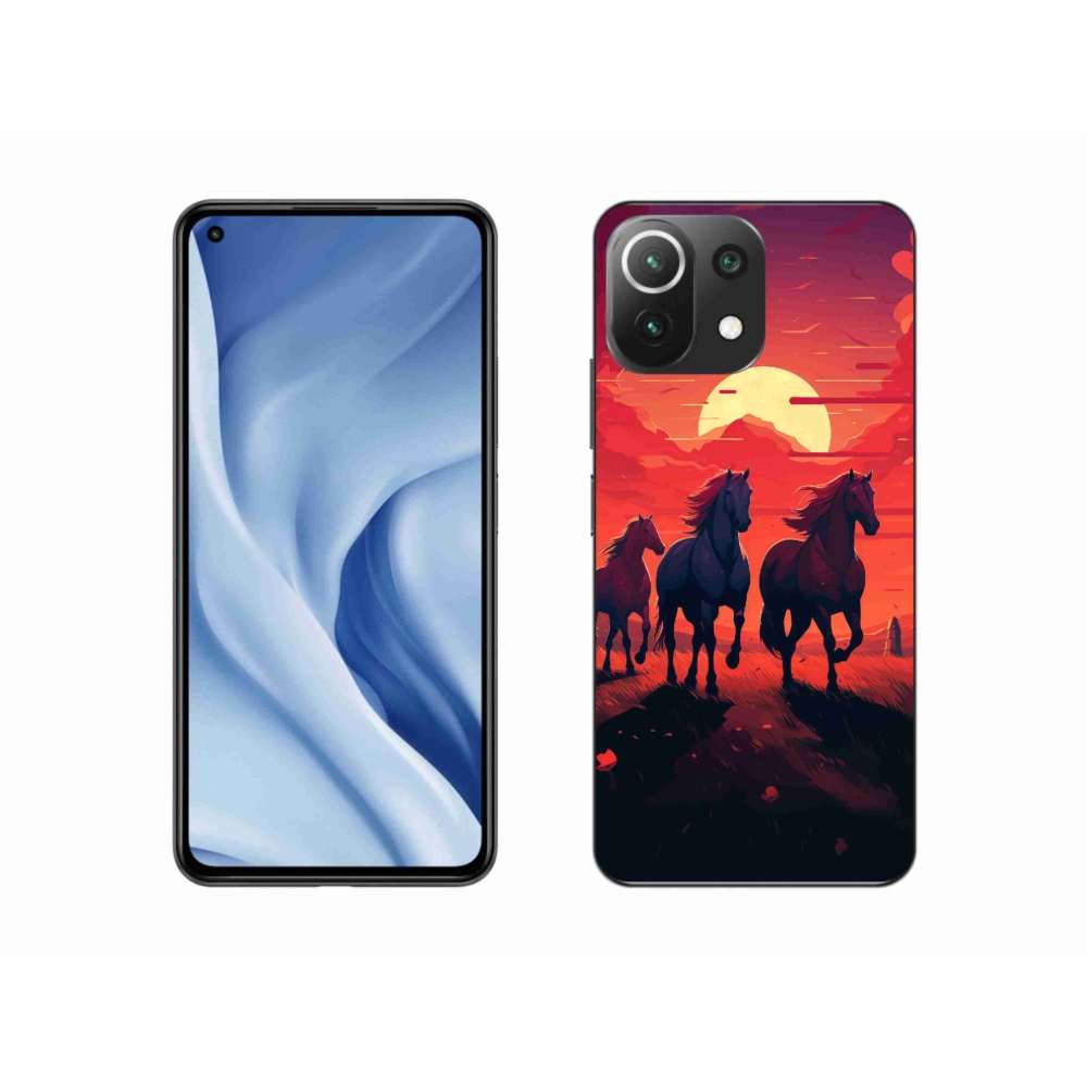 Gél borító mmCase a Xiaomi Mi 11 Lite 4G/5G-hez - lovak és naplemente