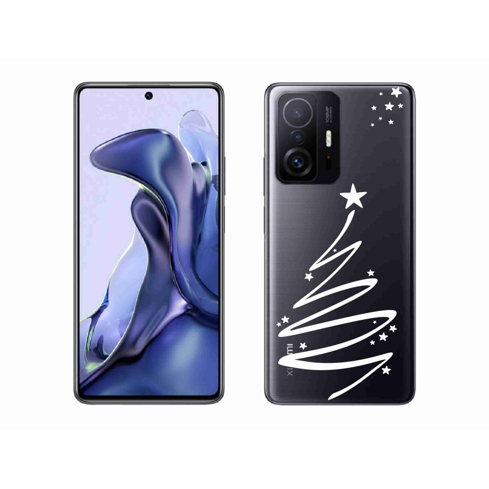 Gél borító mmCase a Xiaomi 11T-hez - fehér fa átlátszó háttéren