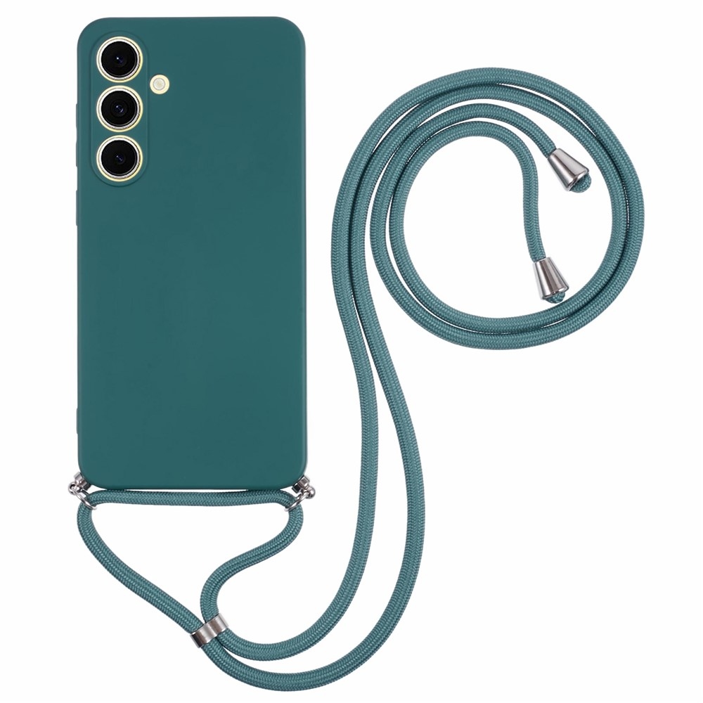 Bélelt zselés tok húzózsinórral Samsung Galaxy S25 FE készülékhez - sötétzöld