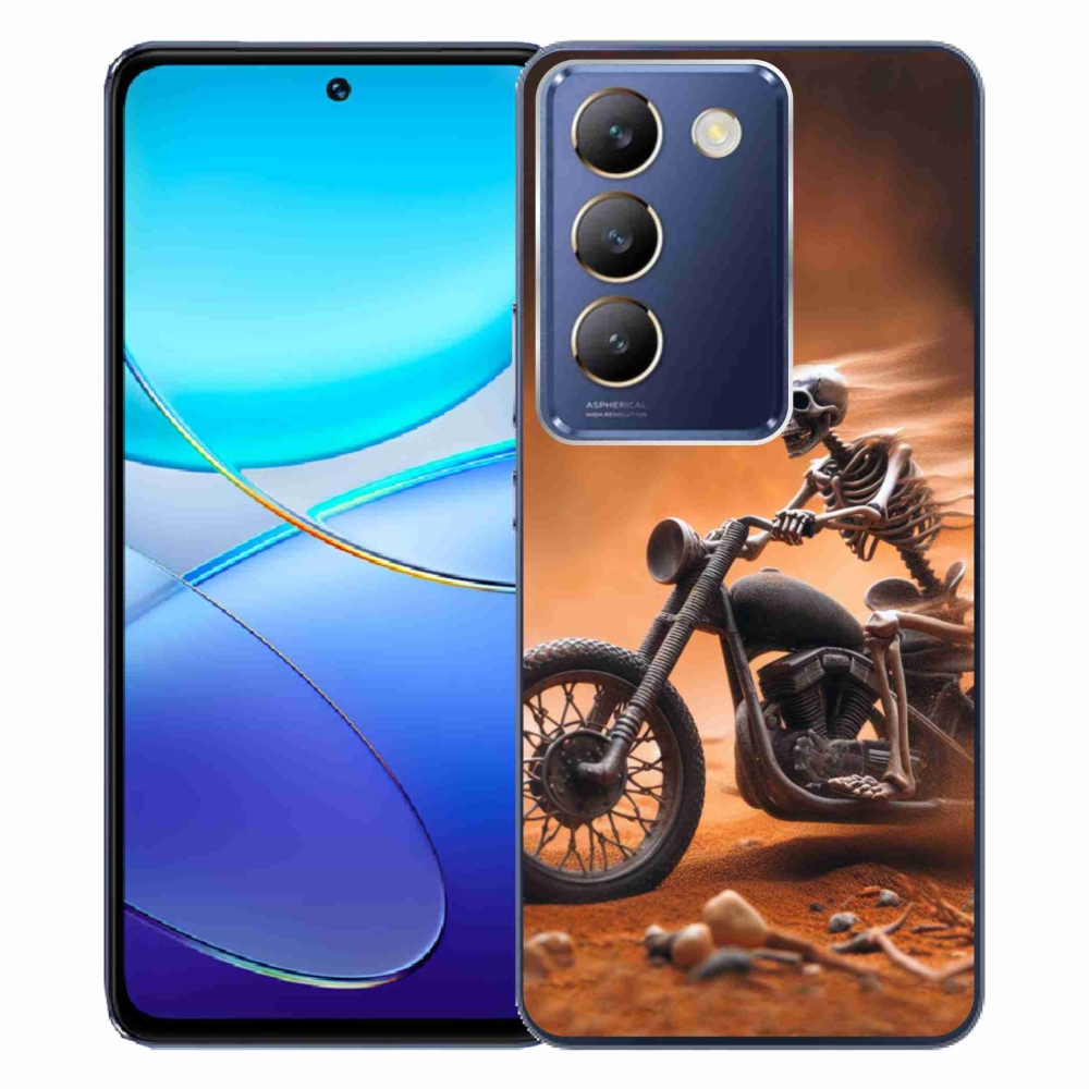 Gél borítás mmCase a Vivo V40 SE 4G/5G-hez - csontváz a motorkerékpáron