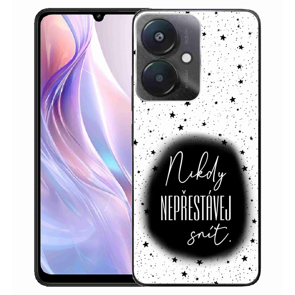 Gél borító mmCase a Xiaomi Redmi 13C 5G számára - idézet 1 fekete és fehér háttérrel