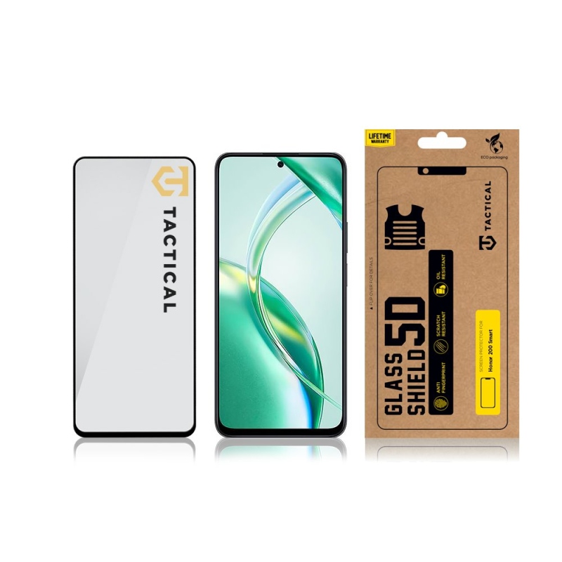 Tactical Glass Shield 5D üveg a Honor 200 Smart fekete színű készülékhez