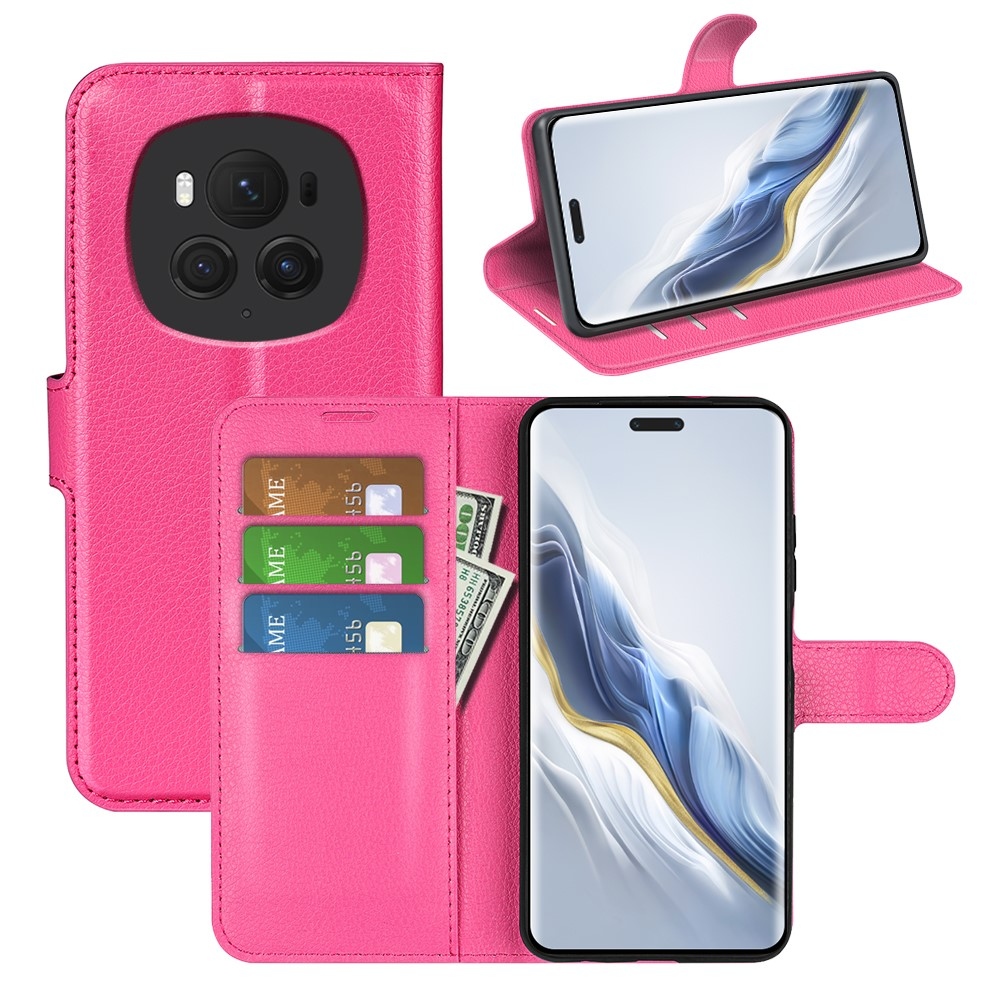 Litchi könyv tok a Honor Magic 6 Pro 5G-hez - rózsaszínű