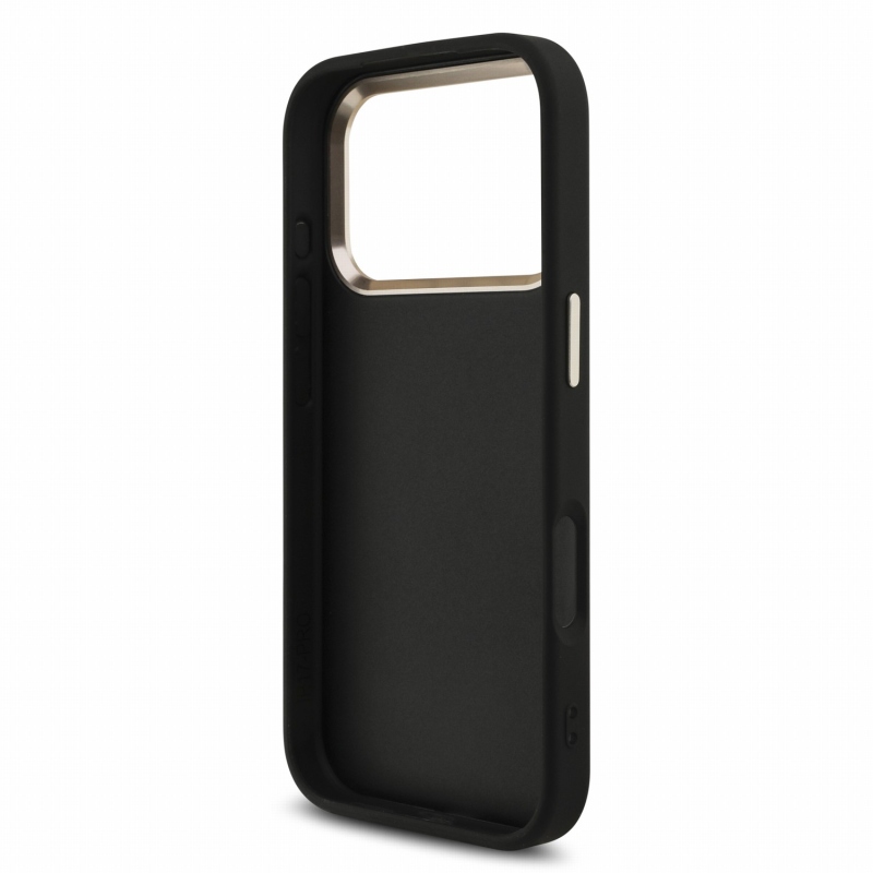Guess PU 4G Metal Logo Strap hátsó tok iPhone 18 Pro-hoz, fekete
