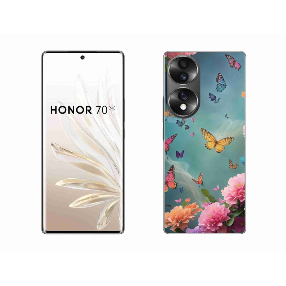 Gél borító mmCase a Honor 70 készülékhez - színes virágok és pillangók