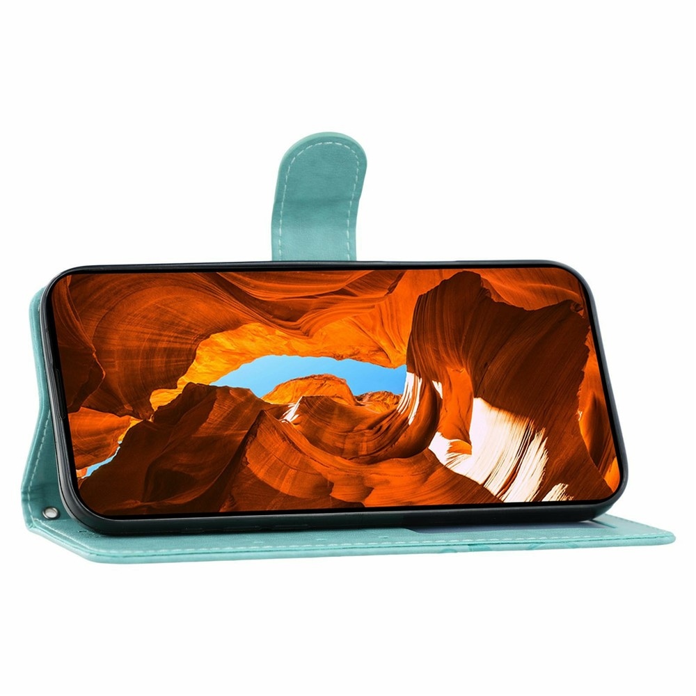 Rózsák könyv tok Xiaomi Redmi 15 5G - teal - teal - rózsaszínű