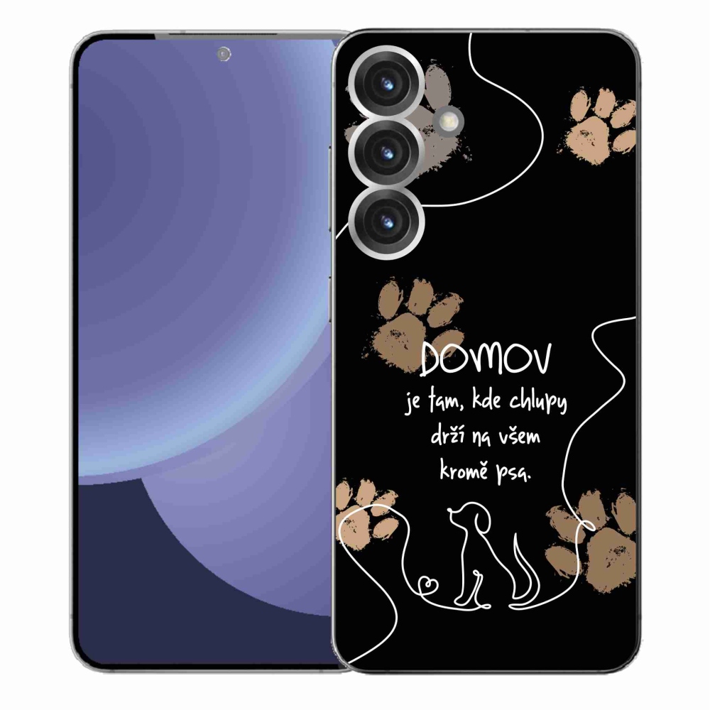 Gél borítás mmCase Samsung Galaxy S25+ készülékhez - kutya motívum fekete háttérrel