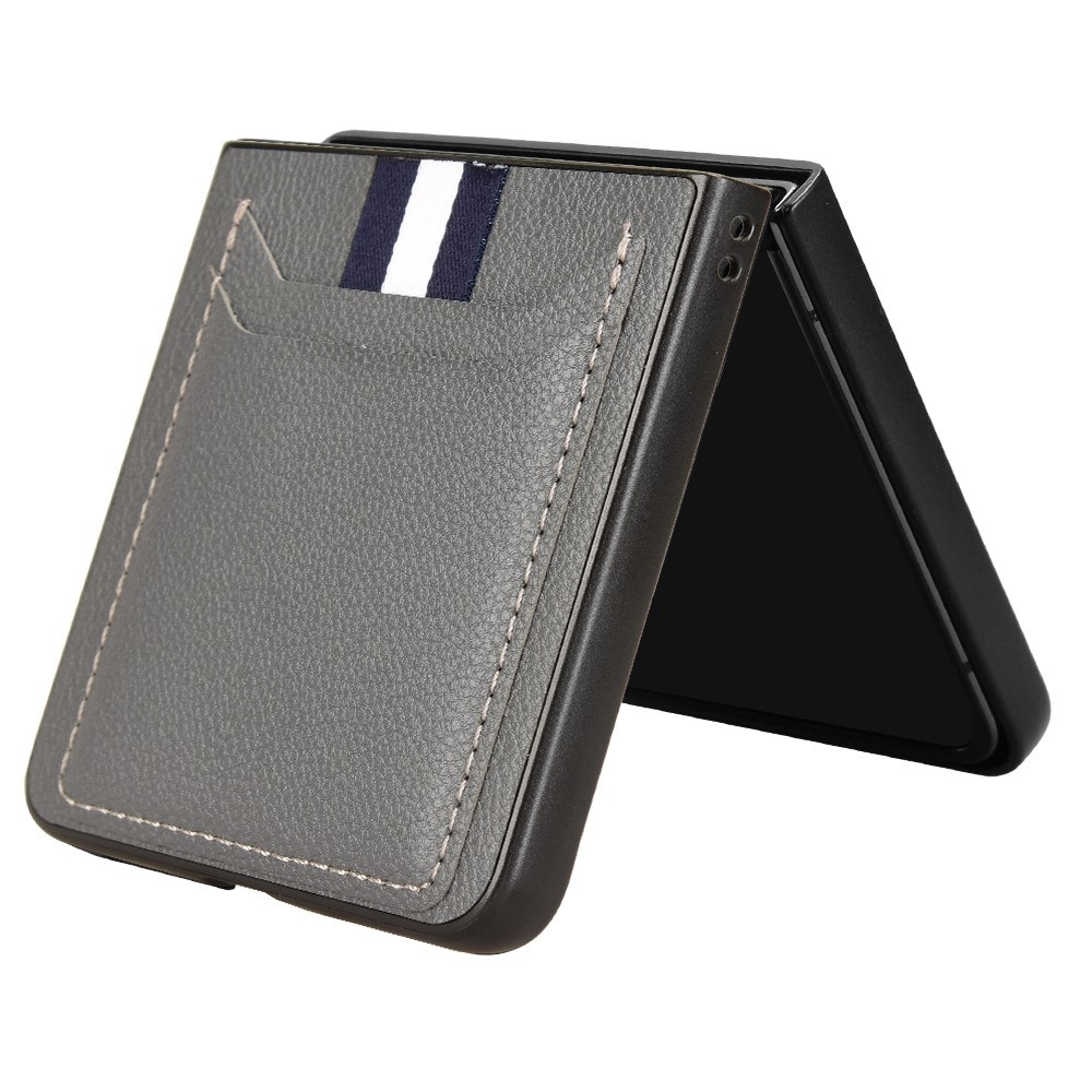 Kombinált műanyag borítás műbőrrel Samsung Galaxy Z Flip7 5G - szürke