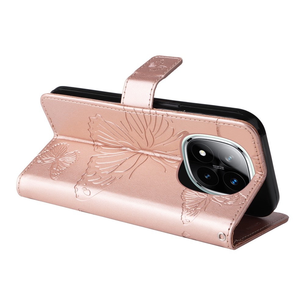 Nagy pillangó könyv tok Xiaomi Redmi Note 14 Pro 5G/Poco X7 5G/Note 14 Pro+ 5G - rózsa arany