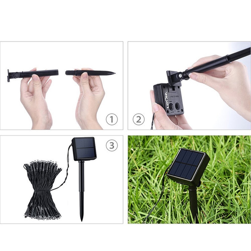 Kerti napelemes lámpa dekoráció kristályhatással 12 m 100 LED - sárga fény