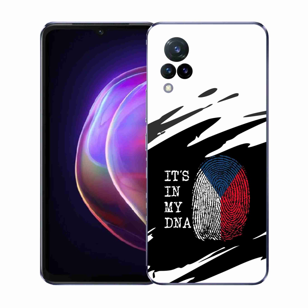 Gél borító mmCase a Vivo V21 4G/5G - zászló ujjlenyomat fekete és fehér háttérrel