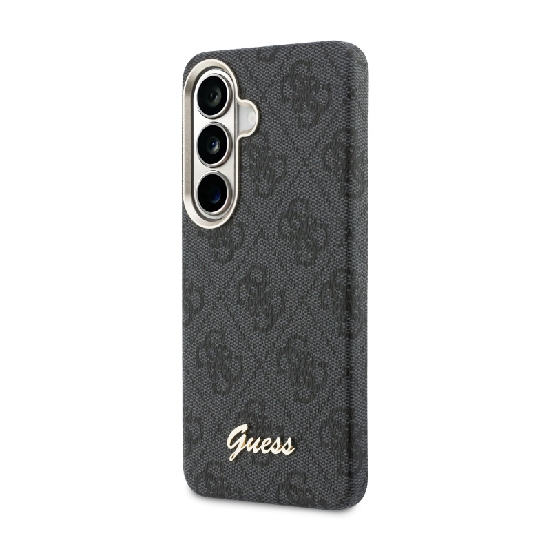 Guess PU 4G Script Metal Logo mágneses hátlap Samsung Galaxy S26 fekete