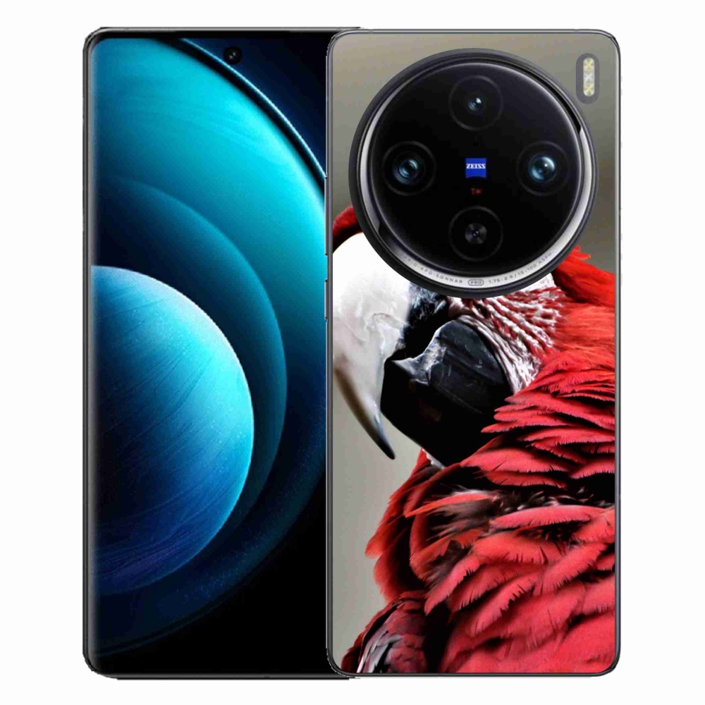 Gél tok mmCase a Vivo X100 Pro 5G készülékhez - papagáj és ara piros színben