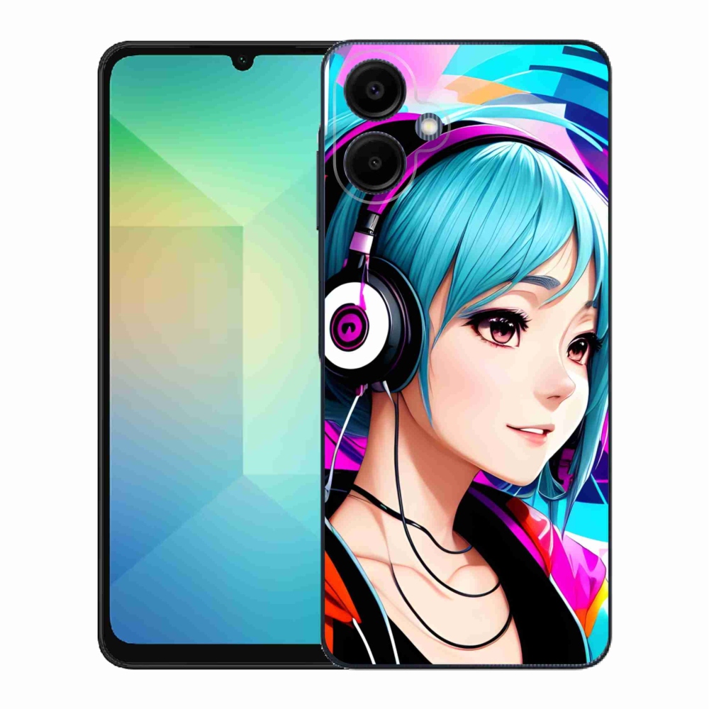 Gél borítás mmCase Samsung Galaxy A06 4G - lány fejhallgatóval