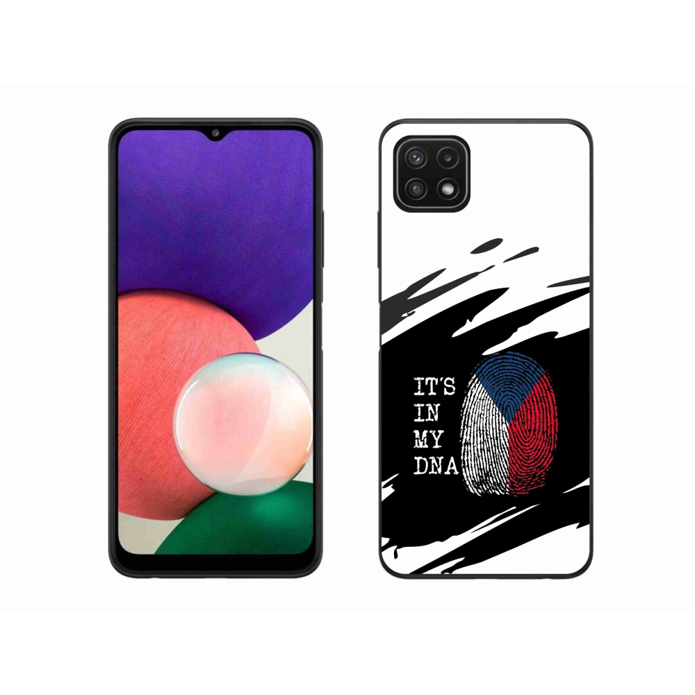 Gél borító mmCase Samsung Galaxy A22 5G - zászlós ujjlenyomat fekete és fehér háttérrel