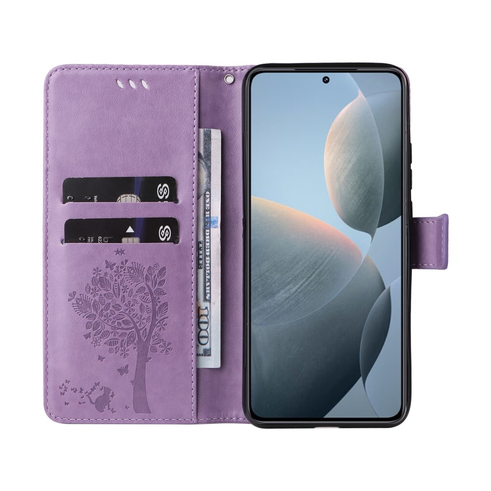 Fák könyv tok Xiaomi 14T-hez - világos lila
