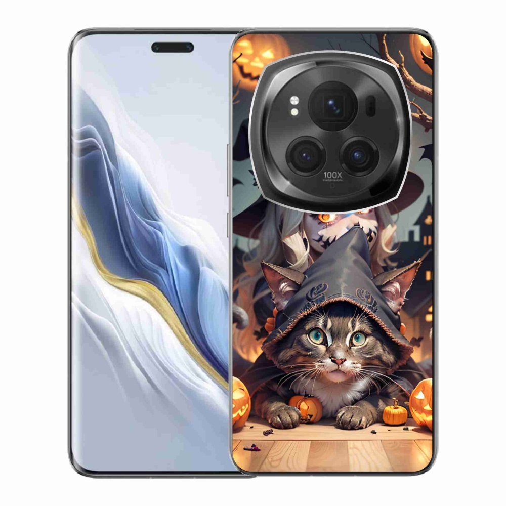 Gél borítás mmCase a Honor Magic 6 Pro 5G számára - boszorkány macskával