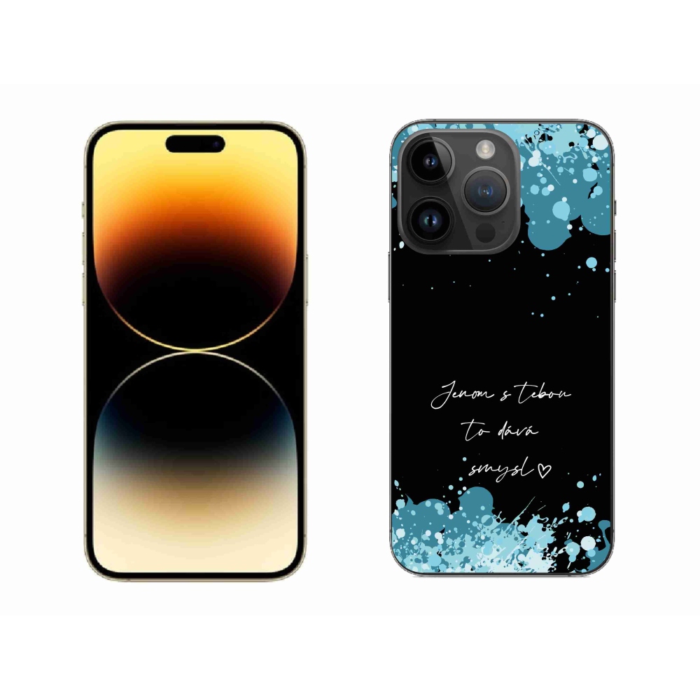 Gél borítás mmCase iPhone 14 Pro Max 6.7 készülékhez - szöveg szerelemben fekete háttérrel