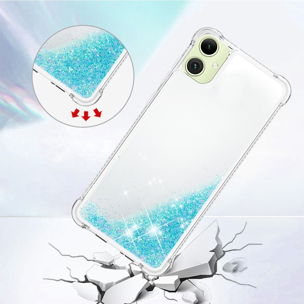 Glitter homokóra zselés tok Samsung Galaxy A06 4G - kék / csillagok