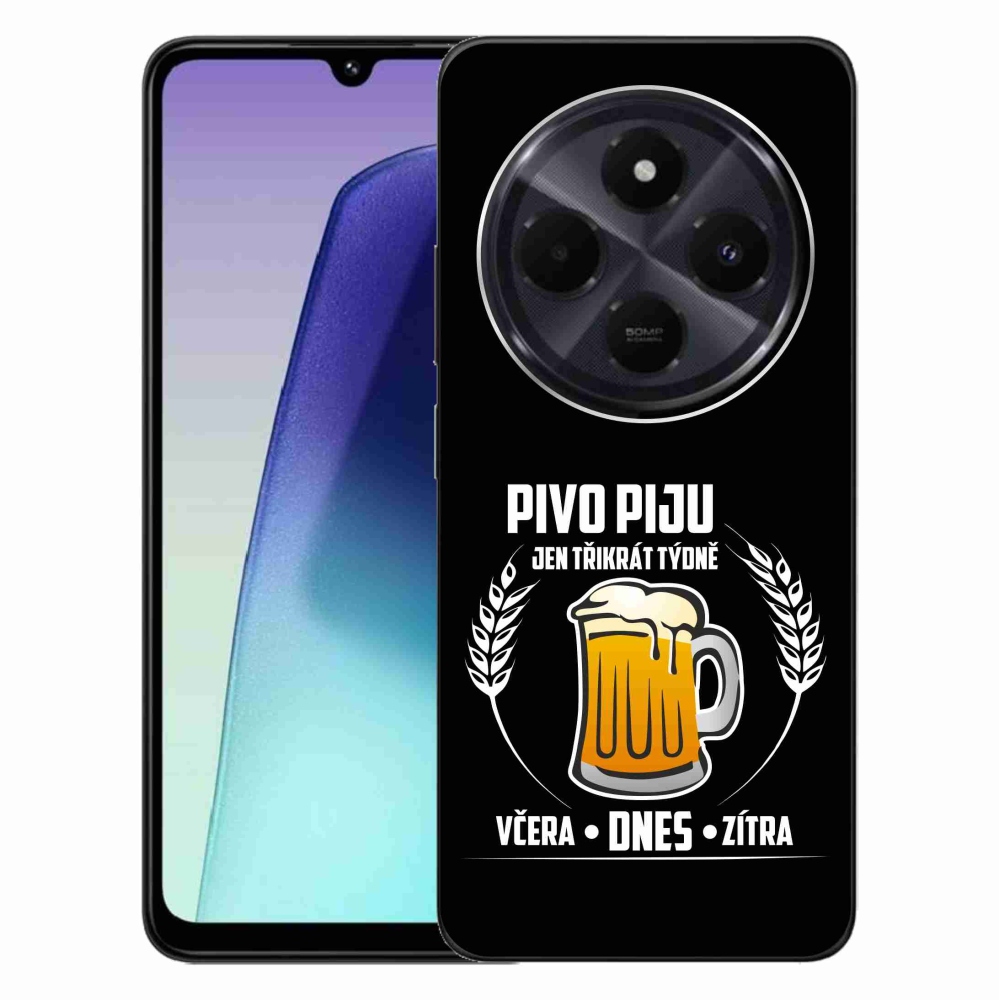 Gél borítás mmCase a Xiaomi Redmi 14C/Poco C75-hez - sör motívum fekete háttérrel