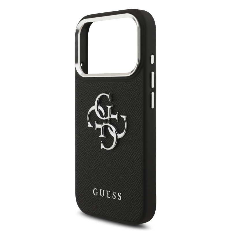 Guess PU szemcsés 4G fém logó hátlap iPhone 17 Pro fekete