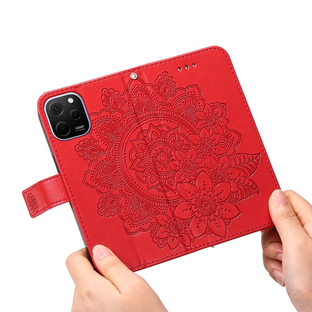 Mandala könyv tok Huawei Nova Y61-hez - piros