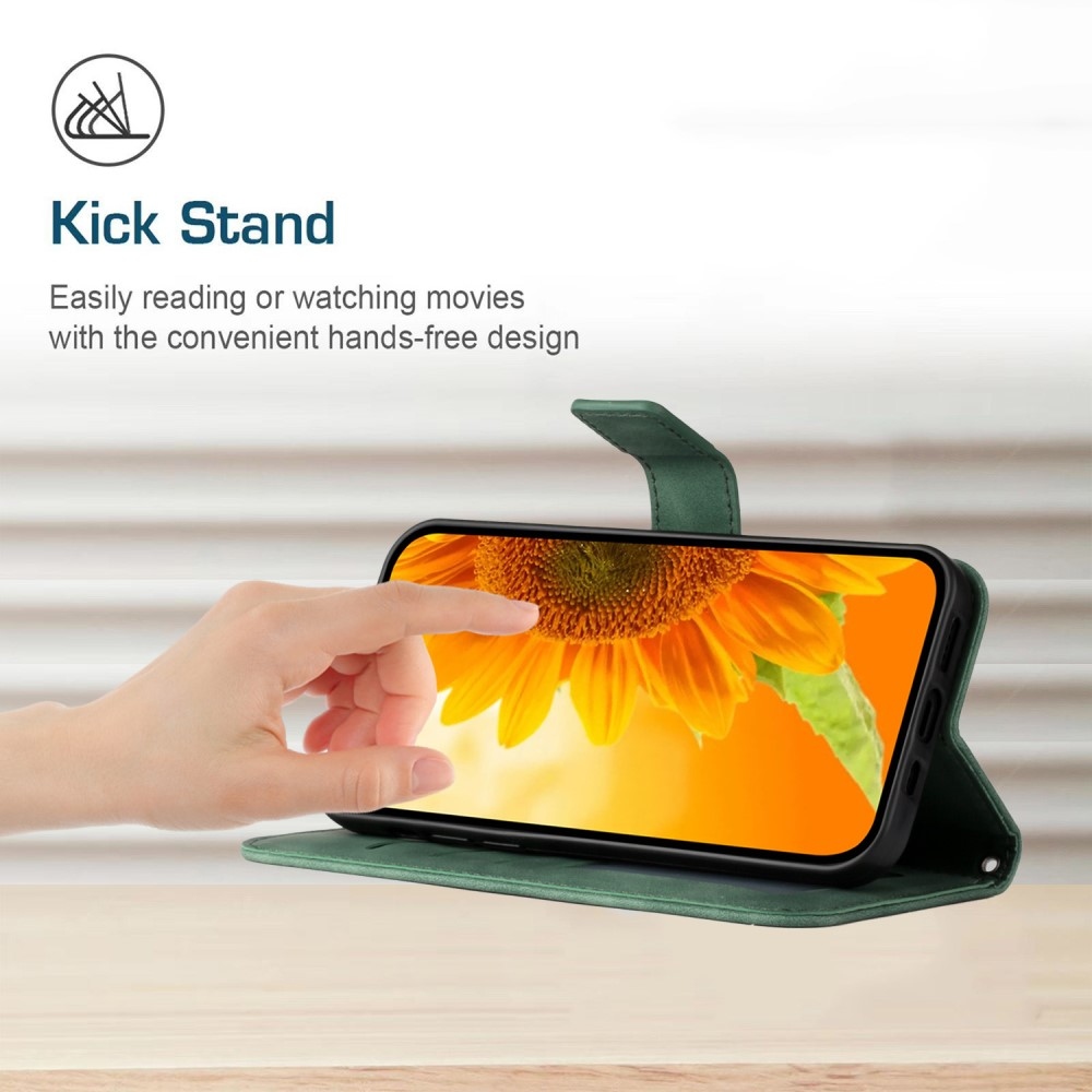 Napraforgós könyv tok Xiaomi Redmi Note 14 Pro - sötétzöld