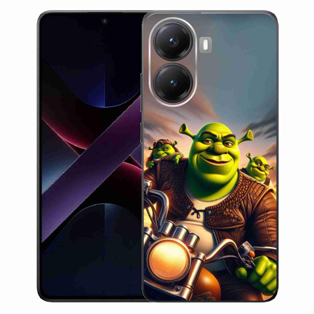 Gél borítás mmCase a Xiaomi Poco X7 Pro 5G számára - Shrek egy motorkerékpáron