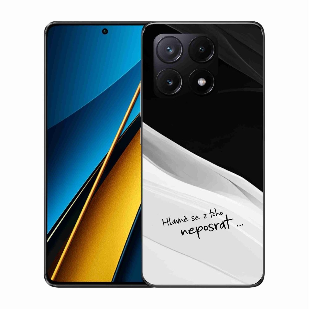 Gél borító mmCase a Xiaomi Poco X6 Pro 5G számára - vicces szöveg 13 fekete és fehér háttérrel